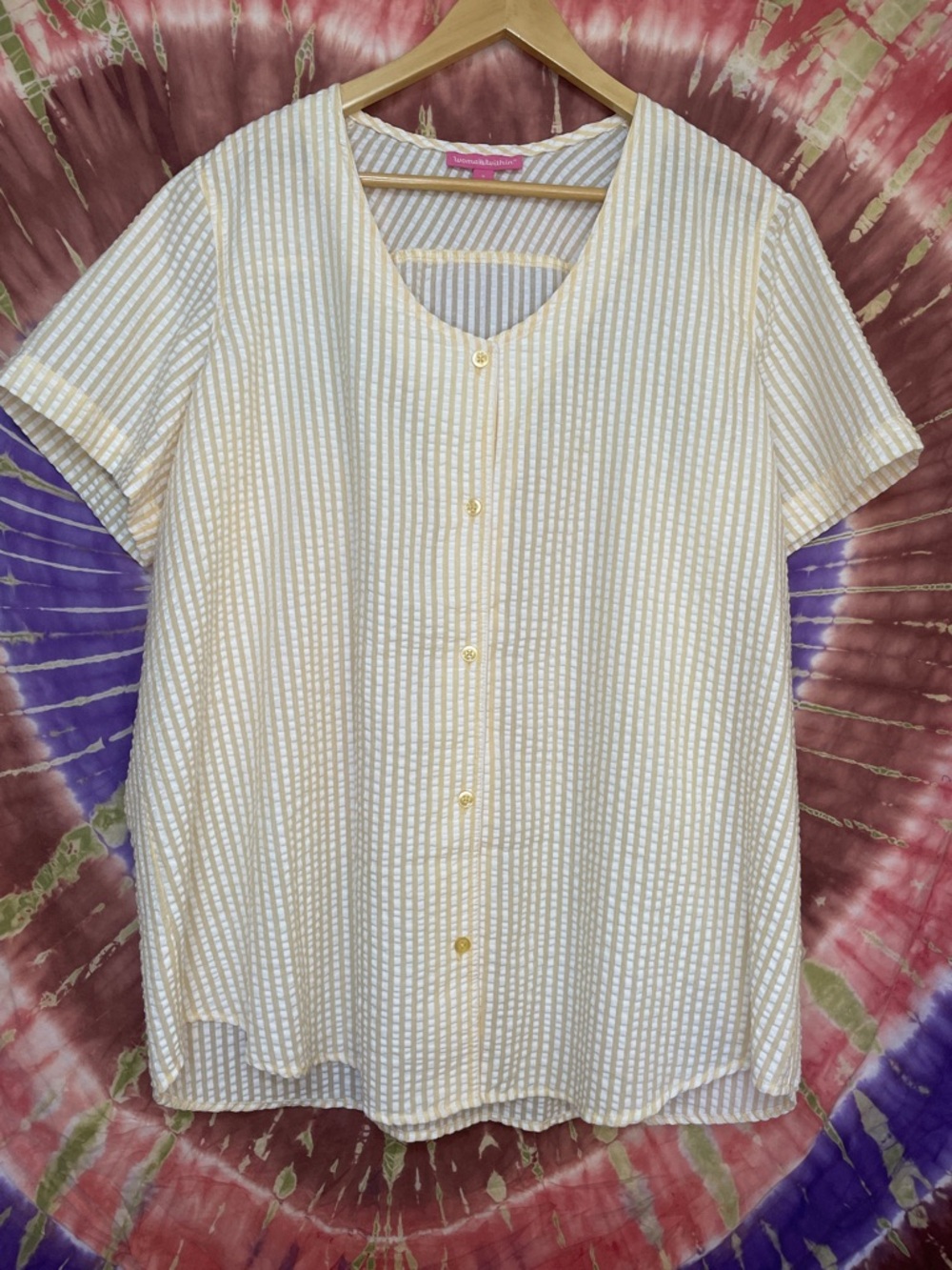 Woman Within Sz 1X Striped Seersucker Shirt NEW